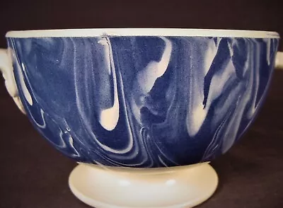 VERY RARE 1800s SIGNED MARBLED AGATE WARE SUGAR BOWL MOCHA STAFFORDSHIRE MINT • $375