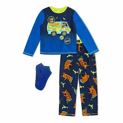 Scooby Doo Pajamas Shirt Pants Socks Set M 8 Boys Mystery Machine Halloween NWT • £19.96