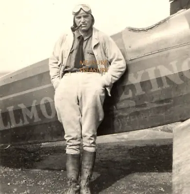 1928 Oakland Ca Airport Pilot Bill Fillmore Flying Curtiss Plane Pipe Photo F2 • $57.50