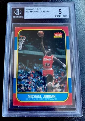 1986-87 FLEER MICHAEL JORDAN ROOKIE RC BGS 5 Center 9 Old Label • $3500