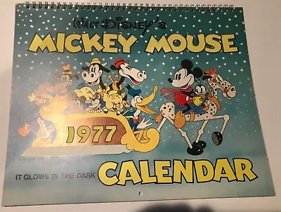 Vintage 1977 Walt Disney’s  Mickey Mouse Glow In The Dark Calendar Collection • $12