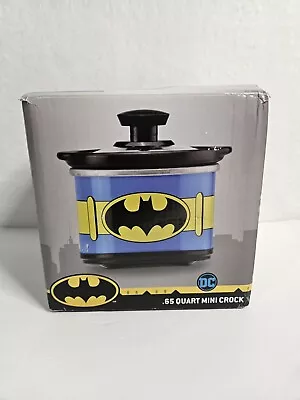 NIB BATMAN Mini Crock Pot .65 Quart Glass Lid Stone Crock DC Comics Dorm • $18