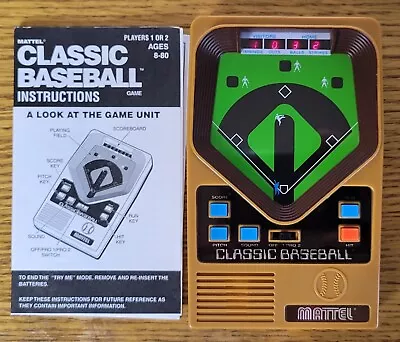 Mattel Classic Baseball 2001 Hand Held Game With Manuel CLEAN Vintage Tested • $12