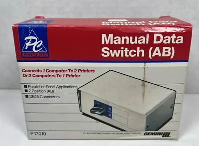 NIB PC Accessories Manual Data Transfer AB Switch P17010  DB25 Connectors • $8.99