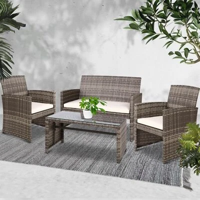 $433.08 • Buy Gardeon Outdoor PE Wicker Sofa Set Furniture Lounge Garden Patio Setting Table