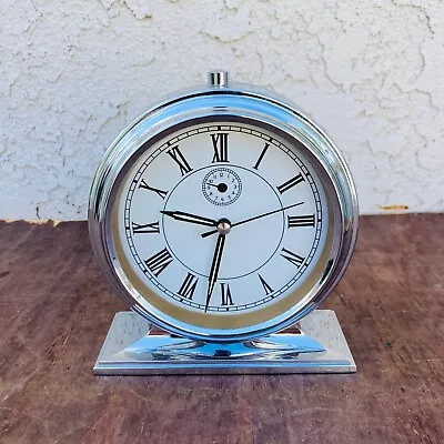 Vintage Bedside Chrome Alarm Clock Table Clock CE0971 • $45