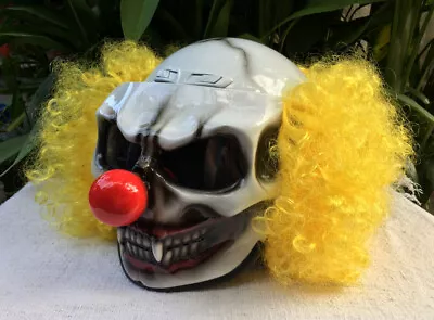 Scary 3D Clown Custom Motorcycle Helmet Killer CLOWN Visor With Yellow Hair • $200