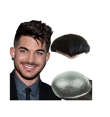 NLW Human Hair Toupee For Men Gents Hair Piece 10x8  Base Mens Wig #1b Off Black • £50