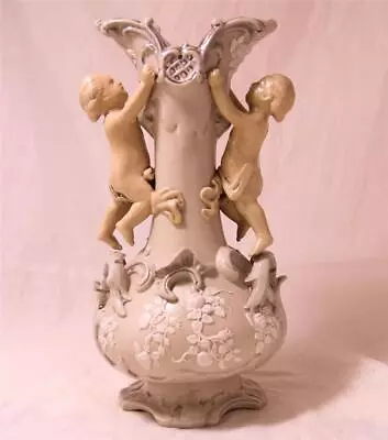 Antique Early Mettlach Villeroy/Boch Figural Vase W/Cupids #327 Ca.1860s • $145