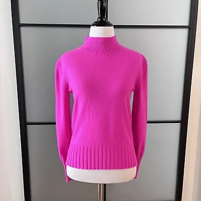 J CREW Size XS Neon Berry Cashmere Mockneck Sweater GORGEOUS COLOR Pink • $55