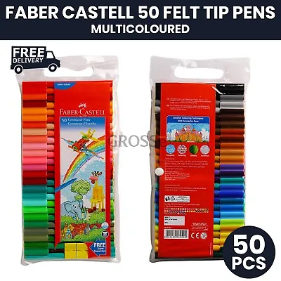 Faber Castell 50 Felt Tip Pens - Multi Coloured + 4 Super Connector Free  • £8.99