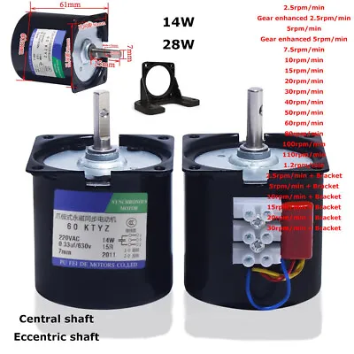 60KTYZ 2.5-110rpm/min 220V AC 14W/28W Synchronous Motor Permanent Magnet CW/CCW • $24.23