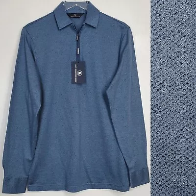 Hart Schaffner Marx Size S Half Zip Long Sleeve Pullover Polo Shirt Blue Stretch • $33.57