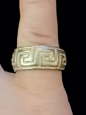 Milor Italy 925 Sterling Silver 8.5mm Wide Greek Key Pattern Band Ring  • $40.50