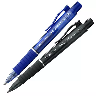 Faber Castell Ballpoint Pen Poly Ball View - Blue Or Black - Uk Seller • £6.79