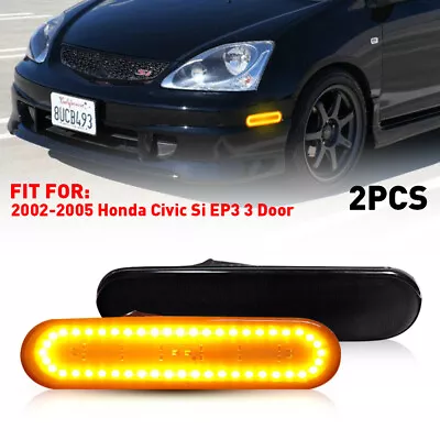 Smoke LED Amber Front Bumper Side Marker Lights 44962 For Honda Civic Si EP3 3DR • $25.39