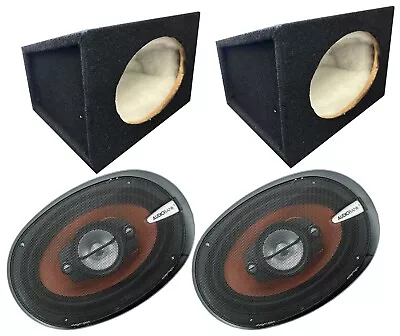 2x Audiobank AB-790 6x9  4-Way Speakers W/ S1 6 X 9  Car Audio Speaker Box • $64.99