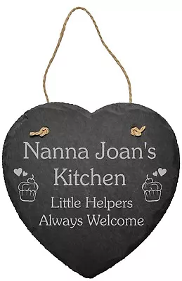 Personalised Kitchen Slate Plaque Little Helpers Nanna Birthday Gift Mum Gift • £9.95