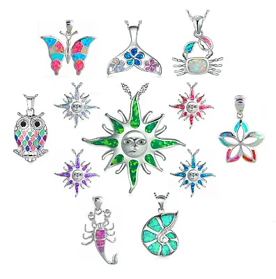 Opal Mermaid Star Butterfly Vortex Sun Rainbow Pendant Necklace Free Gift Bag • $19.99