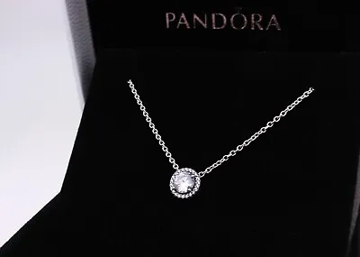 New Authentic PANDORA Round Sparkle Halo Necklace 925 Silver #396240CZ W/ BOX • $55.20