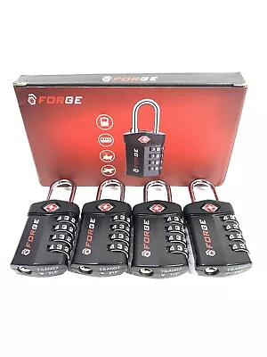 4-Black FORGE TSA Approved 4-Digit Combo Travel Hard Case Luggage Lock Padlock • $23