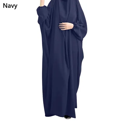 Muslim Robe One Piece Abaya Khimar Kaftan Prayer Dress Jilbab Modest Hijab Abaya • £20.29