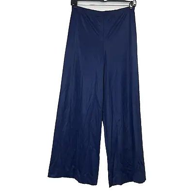VTG Vanity Fair Vintage Pajama Pants Women's 12 Blue  Nylon Lingerie Wide Leg • $20.99