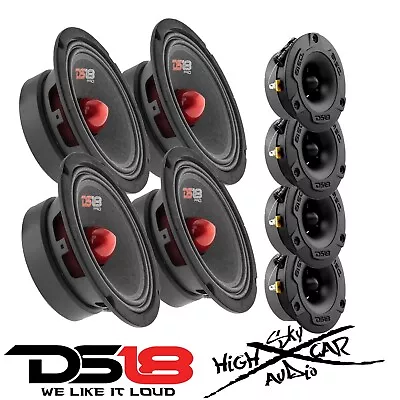 4 DS18 PRO-GM6B 6.5  Midrange Car Speakers 4 PRO-TWX1/BK Aluminum Super Tweeters • $194.95