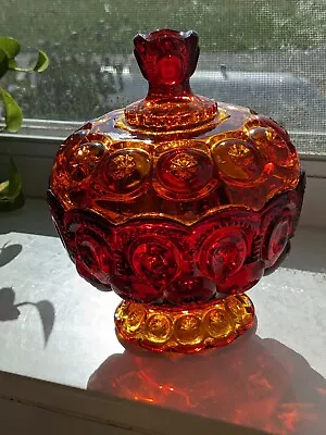 Vintage LE Smith Amberina Moon & Stars Covered Candy Dish • $20