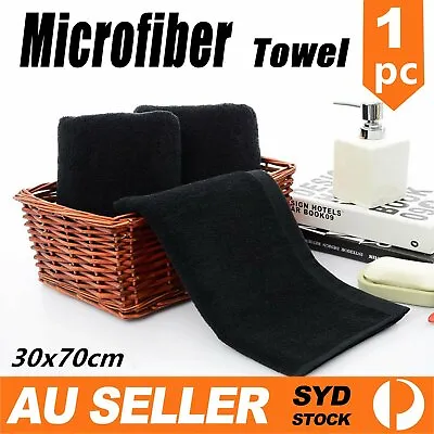 $5.89 • Buy Microfiber Towel GYM Sport Footy Travel Camping Swimming Drying Microfibre Black