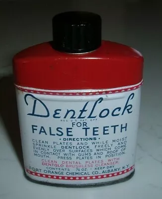 Vintage Dentlock Denture Powder Tin 3” Albany New York Collectible  • $9.99