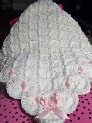 Hand Made Crocheted Baby Shawl • £35