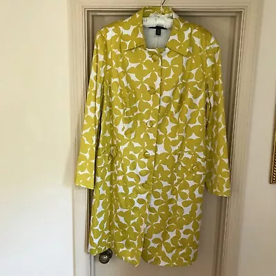 INC International Concepts Woman Coat 20W Mustard Yellow White Print PreOwned • $22