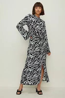 OASIS Zebra Printed Wrap Midi Skirt • £11.99