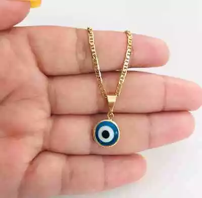 18K Gold Filled Blue Evil Eye Necklace / Pendant / Cadena / Dije Ojo Turco- P116 • $10.99