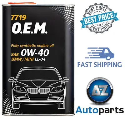 1L - 0W40 Engine Motor Oil BMW Mini Synthetic 7719 ACEA C3 LL-04 Dexos 2 Mannol • £10.01