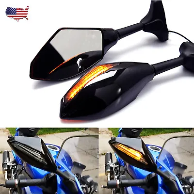 For Yamaha YZF600R FZ6R ZZR600 LED Black Motorcycle Mirrors TURN SIGNAL MIRRORS • $31.59