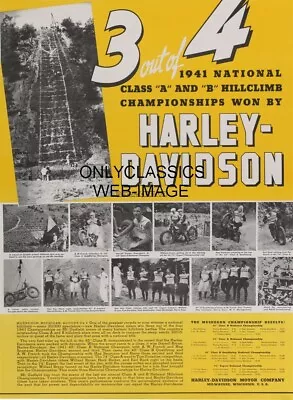 1941 Harley Davidson Motorcycle Hillclimb Racing Muskegon Michigan 12x18 Poster • $16.96