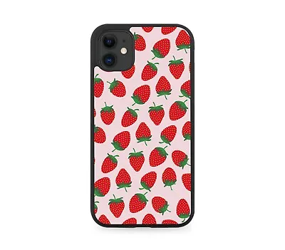 Red Strawberry Rubber Phone Case Cover Strawberries Cartoon Fruit Pattern F070 • £15.90
