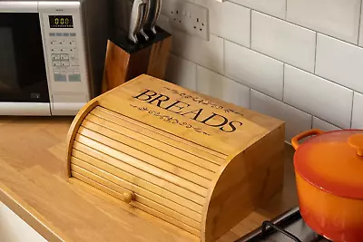 Original Rolltop Bread Box Bamboo Storage Bin • $48.99