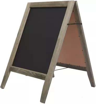 Rustic Vintaged Wooden Freestanding A-Frame Double-Sided Chalkboard Sign/Sturdy  • $89.28