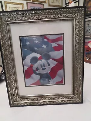 Disney Mickey Mouse Picture Salutes America Framed Print USA Patriotic • $24.99