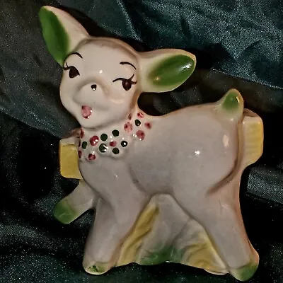 OPCO 1950's Ceramic Happy Lamb Or Deer Planter Vintage Retro • $11.99