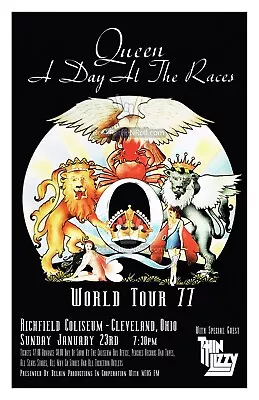 QUEEN 1977 CONCERT POSTER 11x17 POP ROCK ART DAY AT THE RACES THIN LIZZY OHIO • $16.99