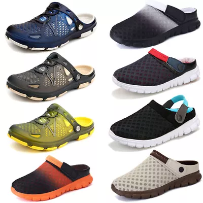 Mens Womens Slip On Slippers Hollow Beach Sandals Clogs Casual Flat Shoes Garden • £13.95