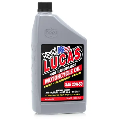 Lucas Oil 10700 Sae 20w-50 Motorcycle Oil 1 Qt • $16.01