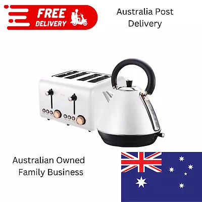 Toaster And Kettle Pronti Rose Trim Collection Toaster & Kettle Bundle - White • $199.99