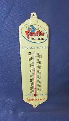 Vintage FROSTIE ROOT BEER Thermometer Soda Sign Not Porcelain ~  YOU'LL LOVE IT  • $66.42