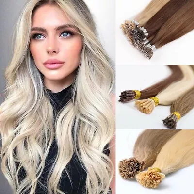 Pre Bonded Remy Human Hair Extensions Stick I Tip Nano Tip Nail Tip 18  20   • $37.29