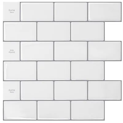 Art3d Peel And Stick Backsplash 12x12 Inch Self-Adhesive Subway Wall Tiles(10P) • $26.99